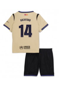 Barcelona Marcus Rashford #14 Jalkapallovaatteet Lasten Vieraspeliasu 2025-26 Lyhythihainen (+ Lyhyet housut)